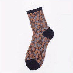 Leopard Mesh Socks Breathable Mid Tube Stockings