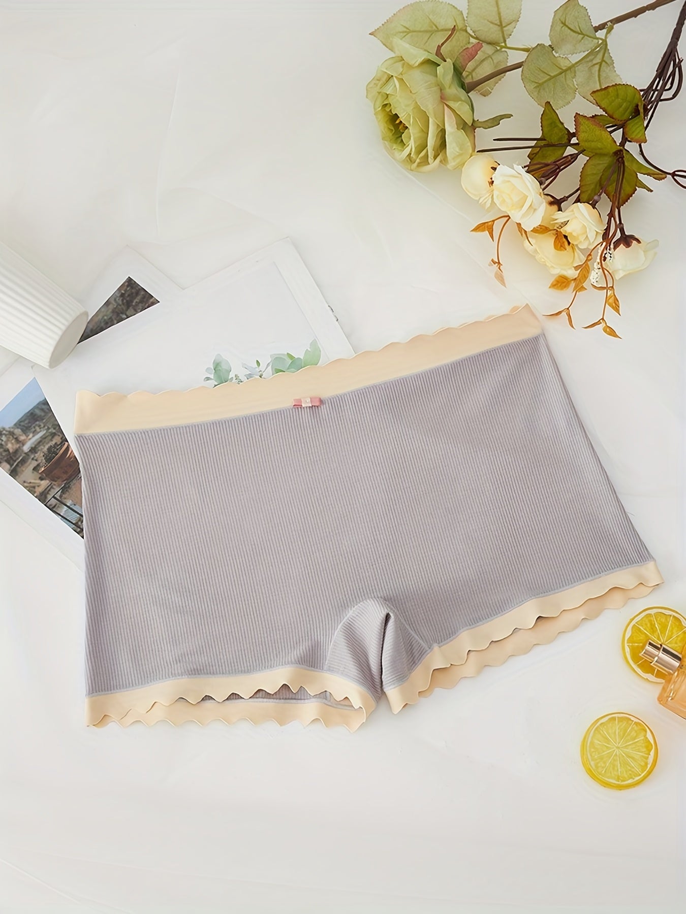 Scallop Trim Boyshort Panties Soft & Comfortable Skin friendly Lingerie