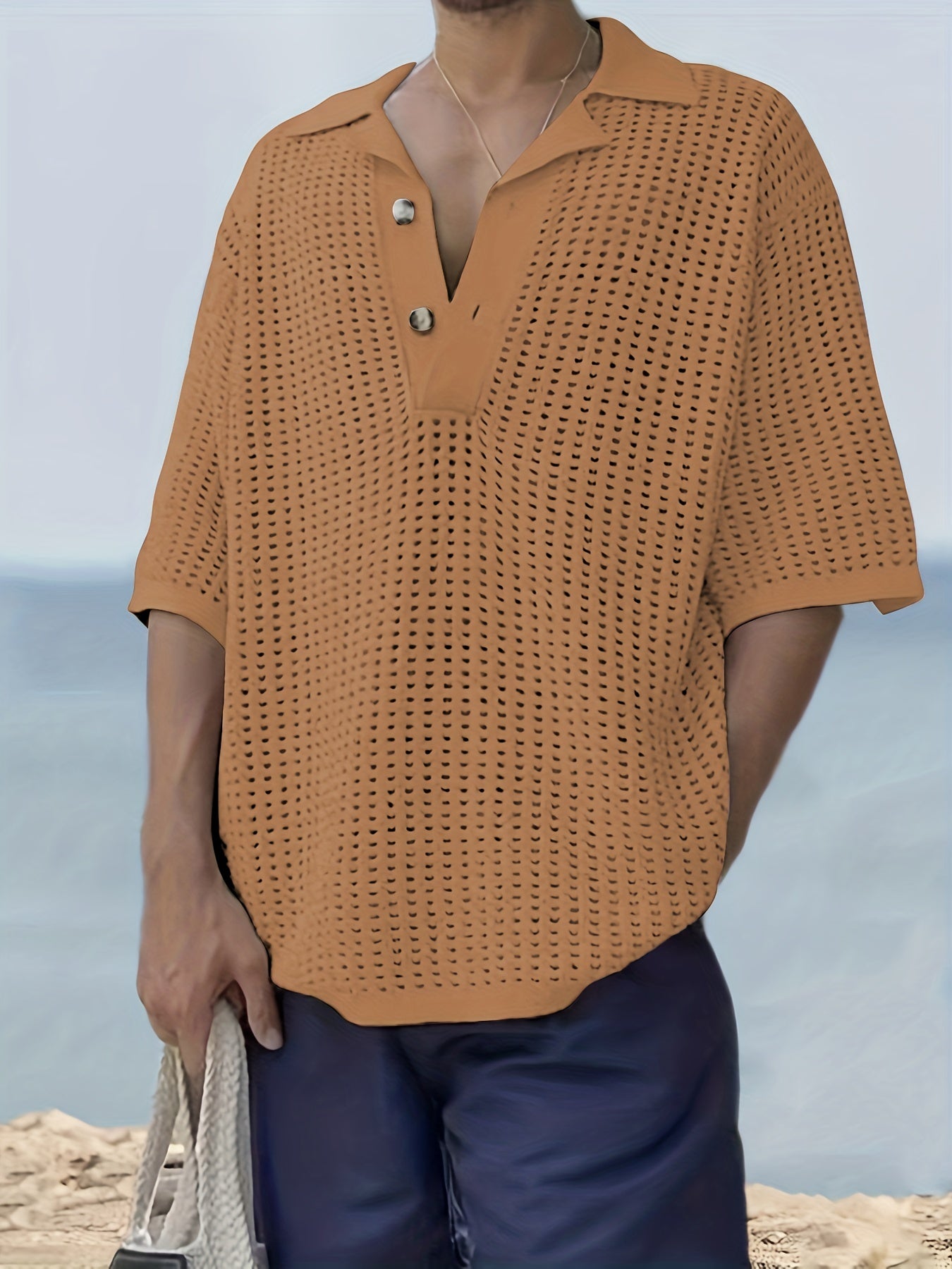 Sleeveless V Neck Sweater for Men High Stretch Casual Pullover