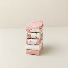 5 Pairs Girls Kids Socks Elastic Comfy Warm Socks For Autumn Winter
