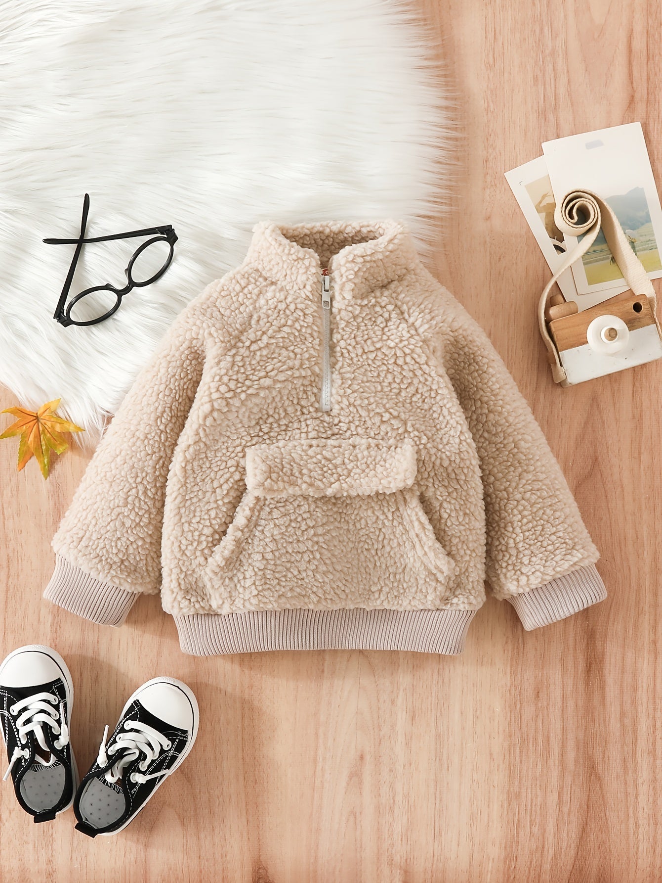 Toddler Baby Fleece Sweatshirt Coat Zipper Pocket