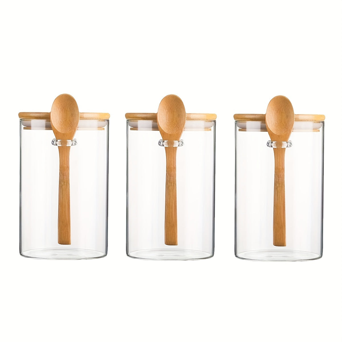 3 Pack 18oz Round Glass Jar High Borosilicate Glass Sealed Jar With Spoon