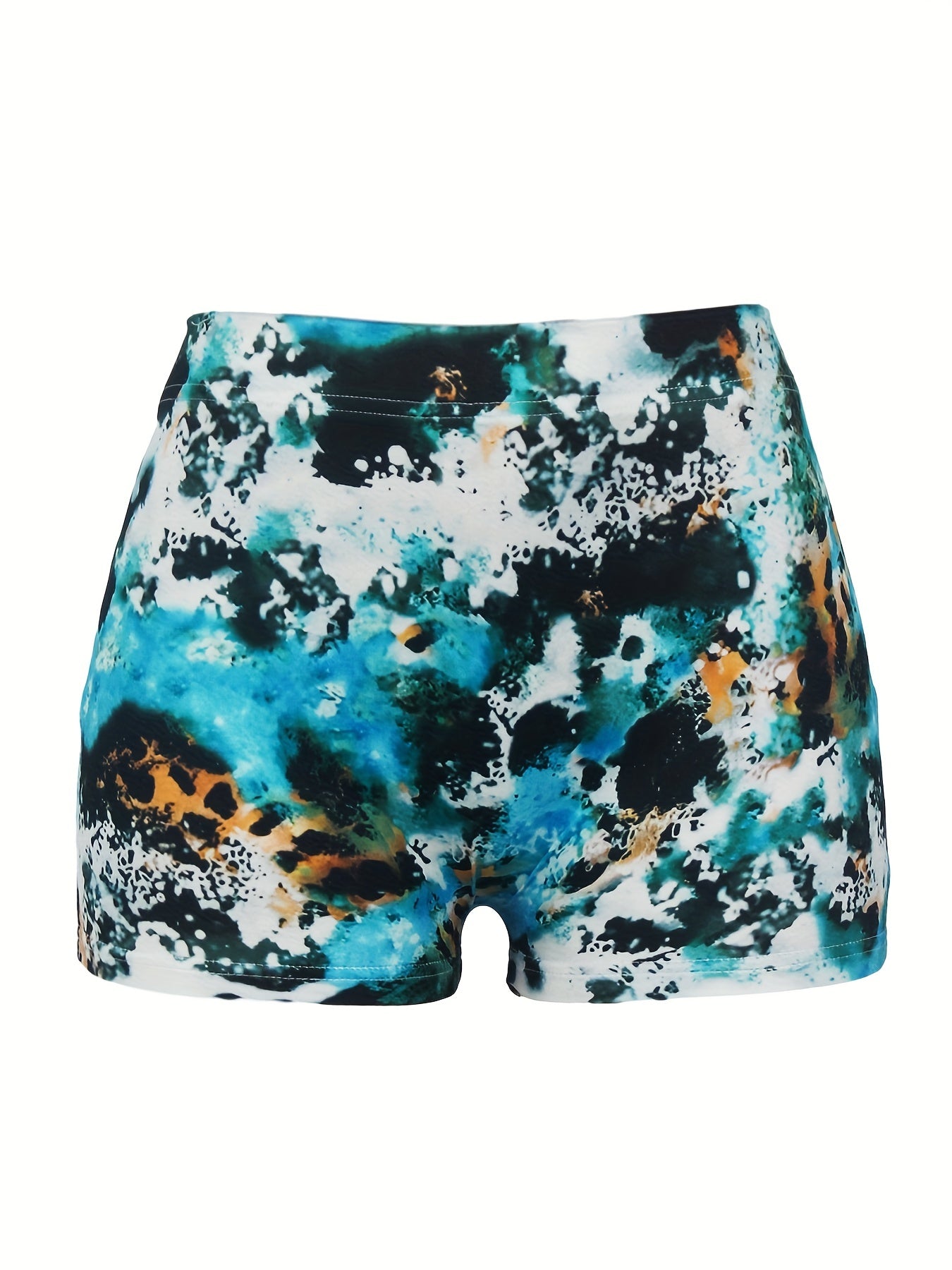 Western Style Art Letter Print Tie Dye Plus Size Shorts