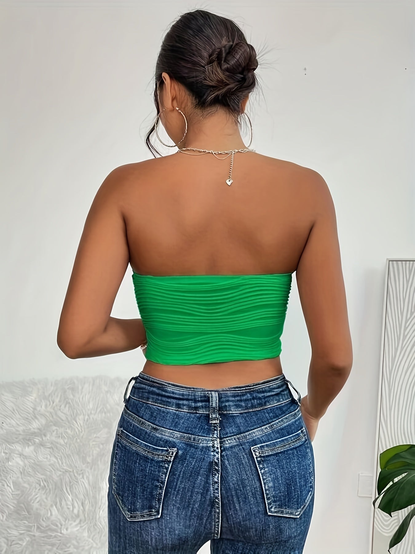Sexy Ruched Strapless Crop Top Women's Lingerie