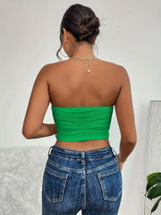 Sexy Ruched Strapless Crop Top Women's Lingerie