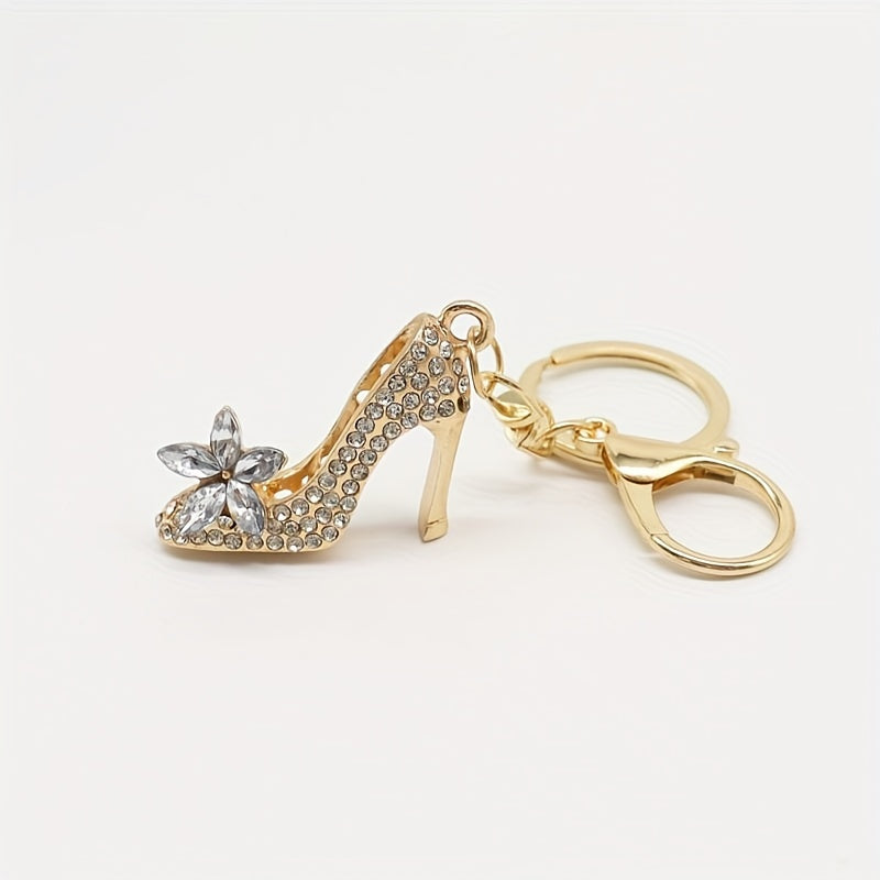 High Heel Shoes Keychain With Rhinestone Decoration