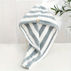 Microfiber Hair Towel Soft Drying Cap Striped Absorbent Quick Wrap Long Hair