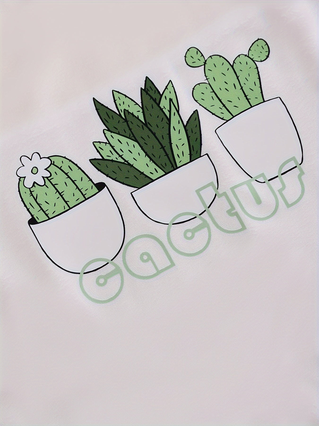 Cactus Print Pajama Set Crew Neck Cami Top & Shorts