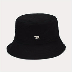 Bear Embroidery Bucket Hat Sun Protection Outdoor Travel