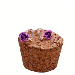 Love Rose Flower Stud Earrings for Women