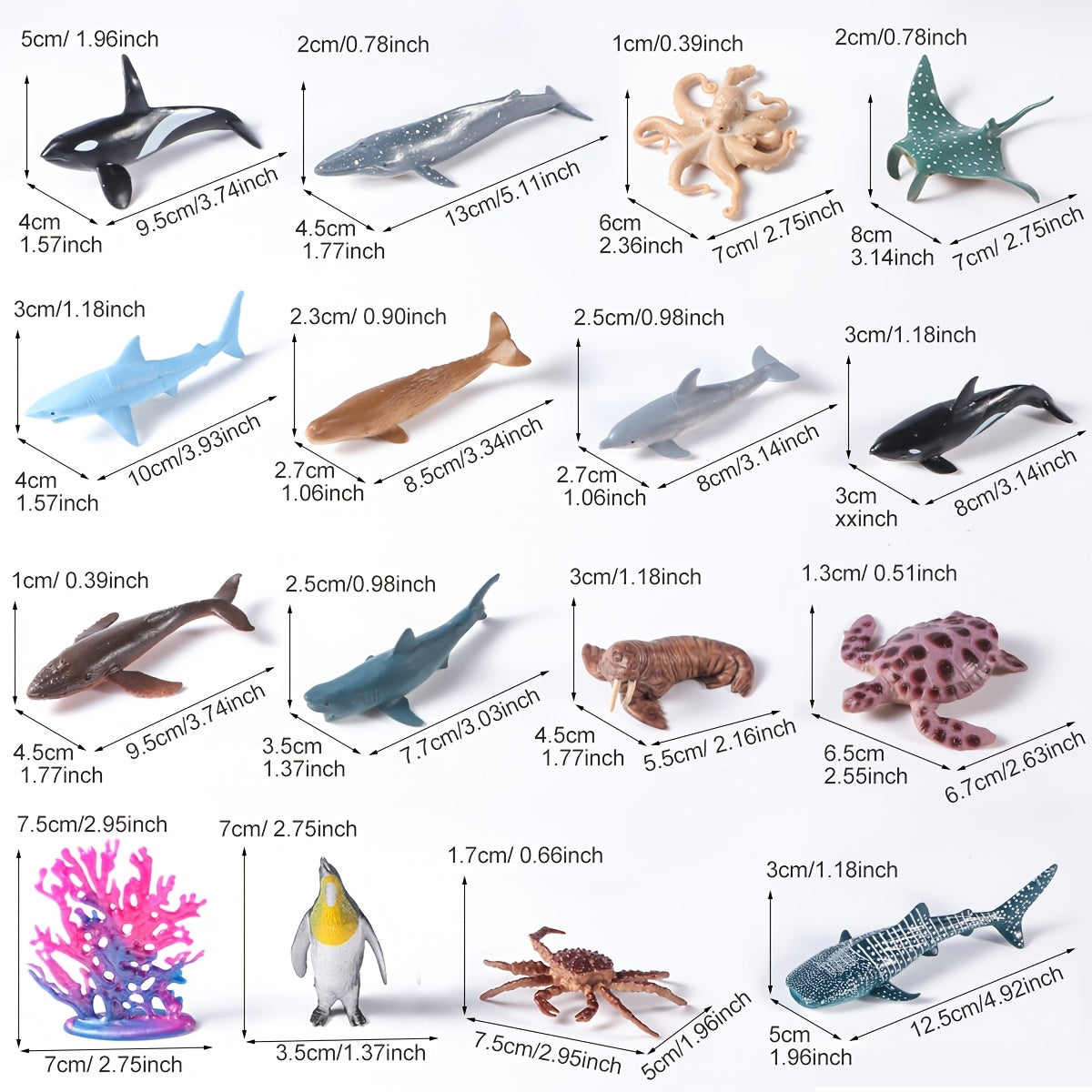 18pcs Ocean Animal Educational Toy Models Cake Decoration Aquarium Decor