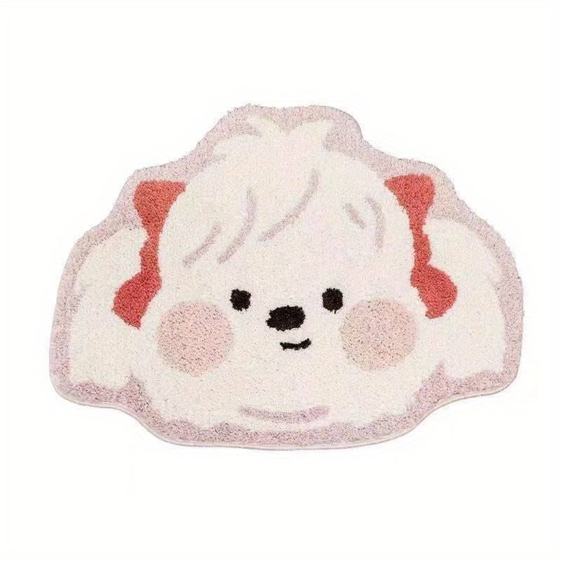 Dog Pattern Floor Mat Soft Plush Non-slip Bath Rug Machine Washable Bath Mat