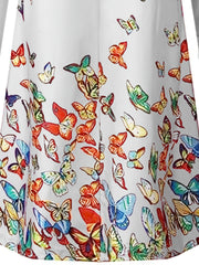 Casual Butterfly Print Long Sleeve Stretch Dress