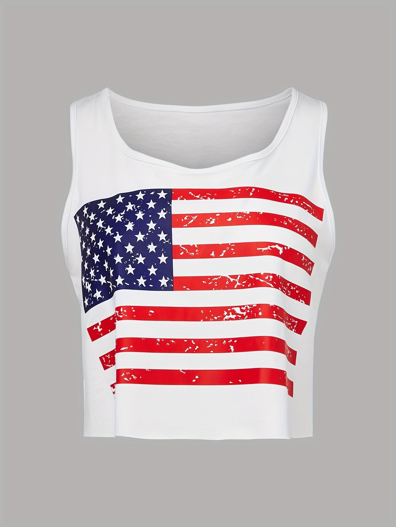 American Flags Tank Top Crew Neck Sleeveless Independence Summer Top