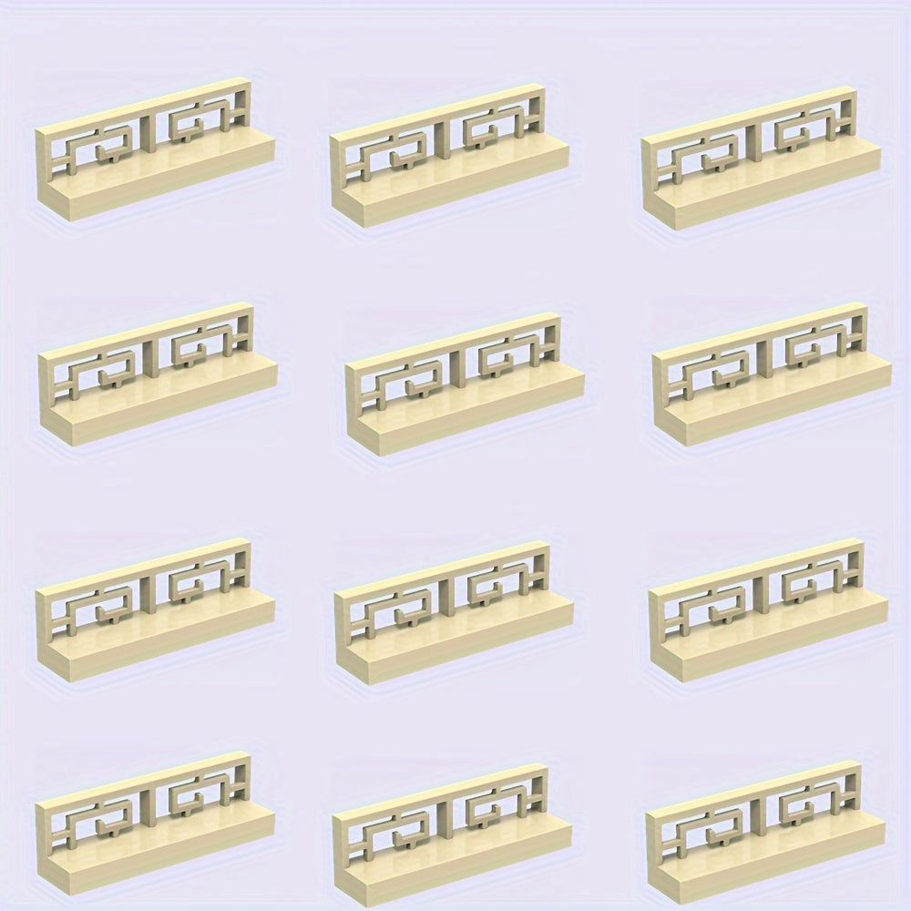 12pcs Building Block Set Carved Fences Animal Compatible DIY