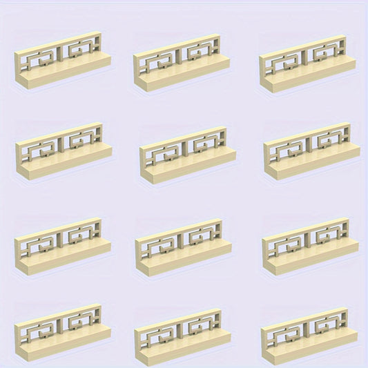 12pcs Building Block Set Carved Fences Animal Compatible DIY