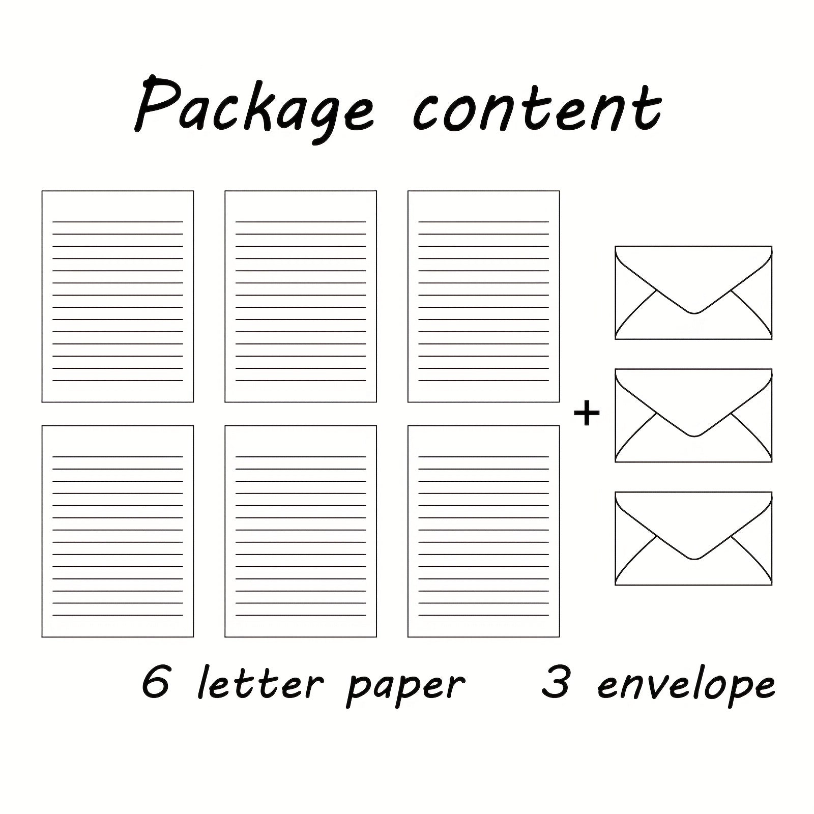 Set of 9 Letterhead Paper and 3 Envelopes Stationery Set