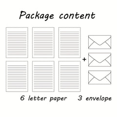 Set of 9 Letterhead Paper and 3 Envelopes Stationery Set