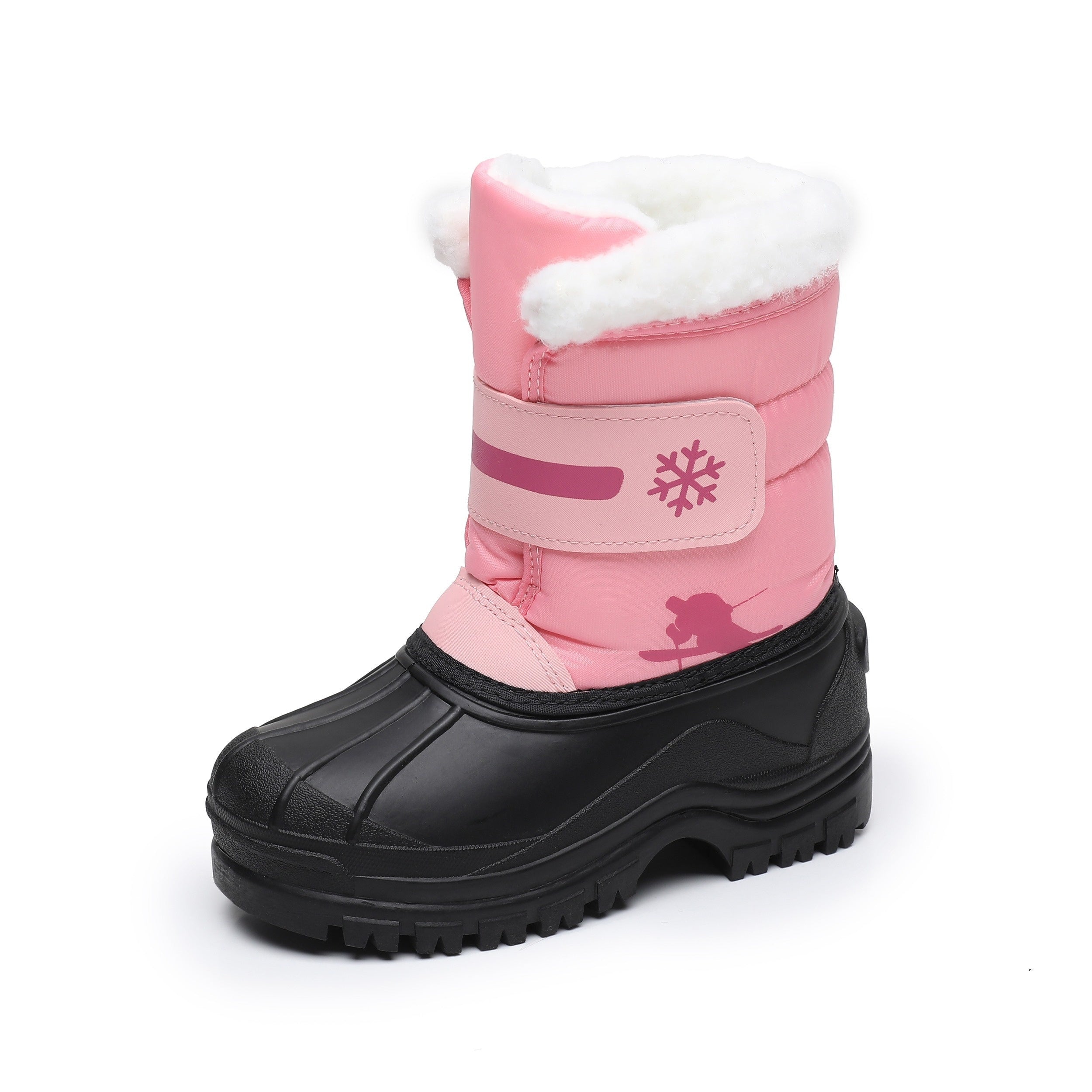 Boy's Warm Fleece Snow Boots High Top Cozy Non slip Plush Outdoor Hiking Shoes