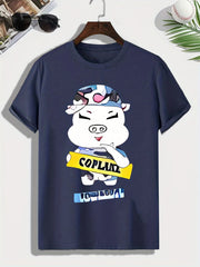 Men's Pig Print T-shirt Active Stretch Tee