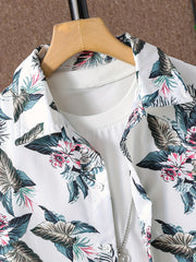 Boys Floral & Leaf Print Short Sleeve T-shirt & Shorts Set