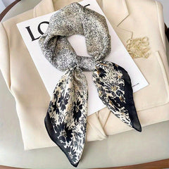 Dotted Flower Bandana Satin Square Scarf Neckerchief