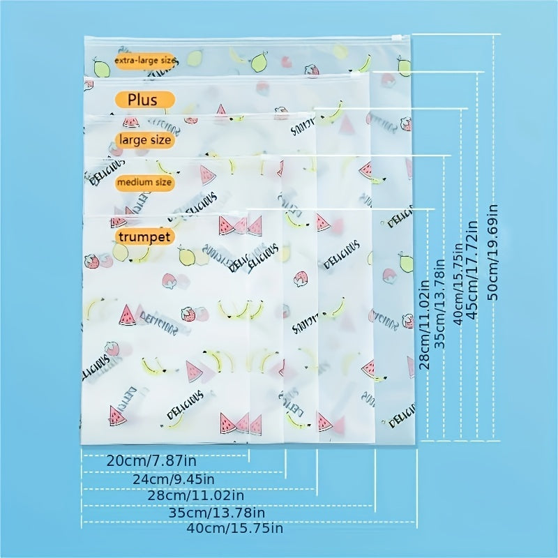 5pcs Fruit Print Travel Storage Bag For Outdoor Travel
