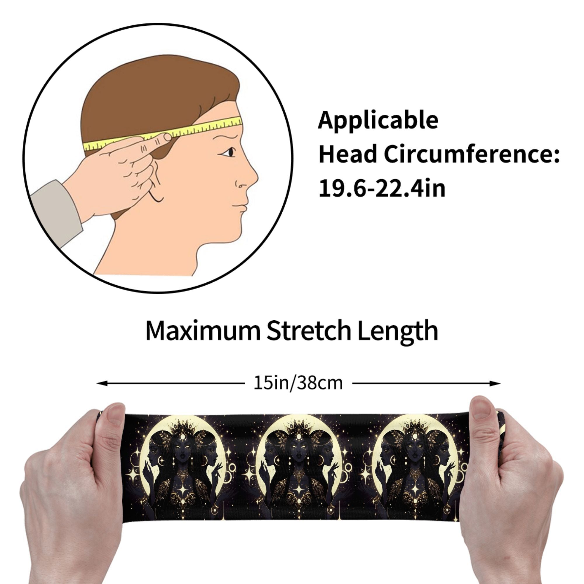 Triple Moon Unisex Sports Headband Sweat Wicking Stretchy Polyester