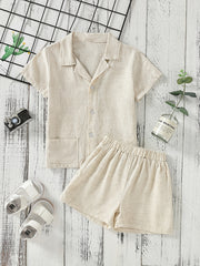 Boys Vintage Button Top & Shorts Set