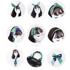 3pcs Green Ribbon Neckerchief Hair Tie Set