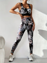 Women's Tropical Print Yoga Tracksuit Set