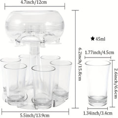 Adjustable Shot Glass Dispenser with 6 Glasses for Fun Drinking Games