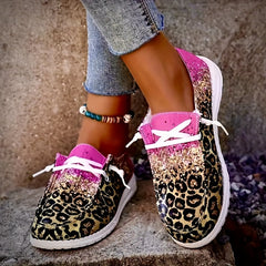 Leopard Print Canvas Slip On Loafers Casual Flat Sneakers