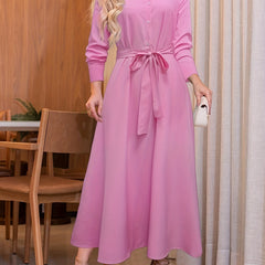 Maxi Dress Collar Long Sleeve Solid Casual Dress