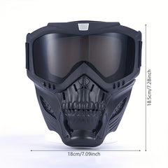 Detachable Skull Goggle Mask Protective Glasses Adjustable Face Shield