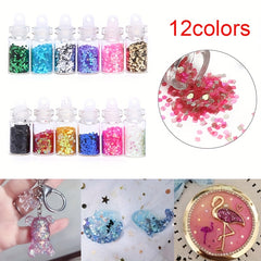 12 Bottles Flash Sequin Glitter Decoration for Resin Shakers DIY Jewelry Making