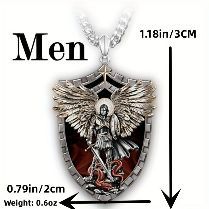 Men's Stainless Steel Saint Michael Pendant Necklace