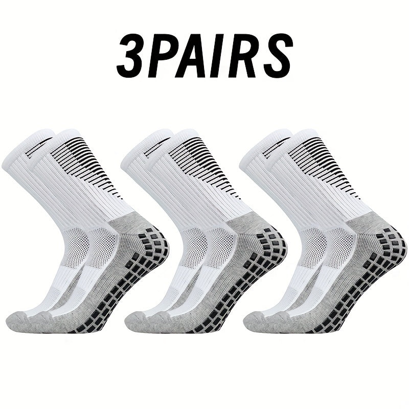 3 Pairs Non Slip Soccer Socks Breathable Outdoor Sports Crew Socks