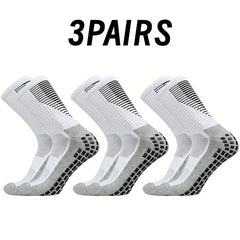 3 Pairs Non Slip Soccer Socks Breathable Outdoor Sports Crew Socks