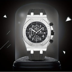 Men's 3-Eye Multifunction Silicone Strap Watch