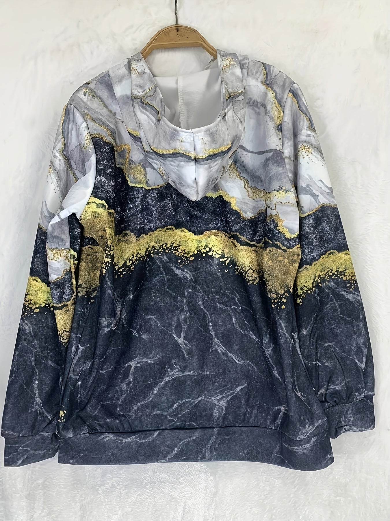 Cat Print Kangaroo Pocket Hoodie for Women