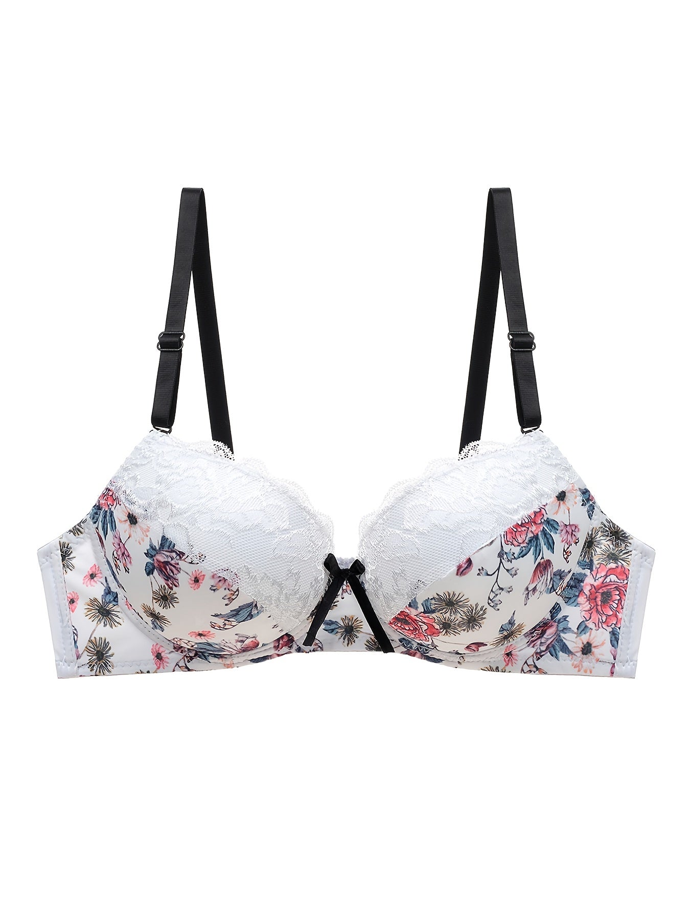 Sweet Lace Floral Print Bra Retro Bralette Women's Lingerie