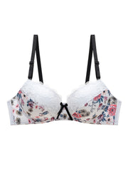 Sweet Lace Floral Print Bra Retro Bralette Women's Lingerie