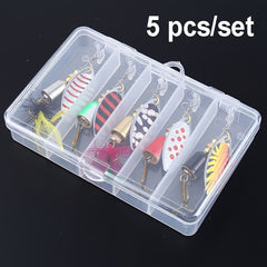 5pcs Fishing Spinner Bait Bionic Hard Bait Feathered Treble Hook