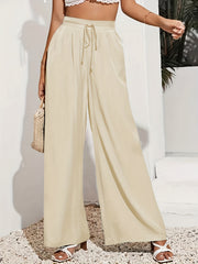 Casual Drawstring Wide Leg Palazzo Pants