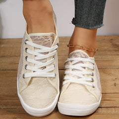 Women's Mesh Sneakers Lace Up Flat Skate Shoes Comfy Outdoor Shoes