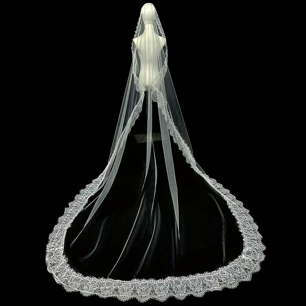 Floral Lace Wedding Veil Trail Bridal Accessory