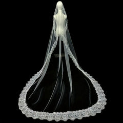 Floral Lace Wedding Veil Trail Bridal Accessory