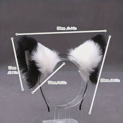 Black & Pink Fox Ear Hair Hoop Plush Headwear for Live Photo Props