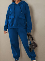 Solid Short Sleeve Hooded Sweatshirt & Joggers Set